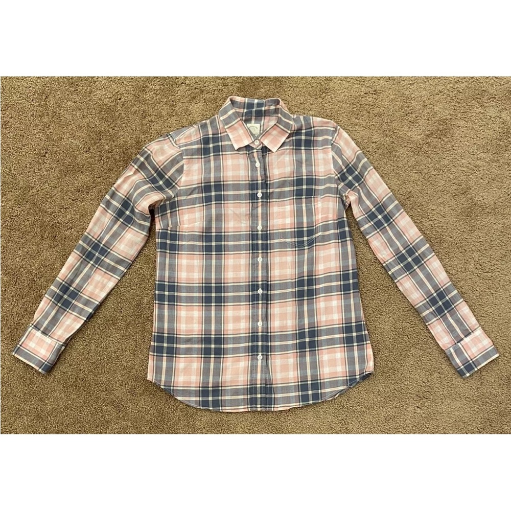 J. Crew Women’s The Perfect Shirt Button Down Pink Blue Plaid Size 0